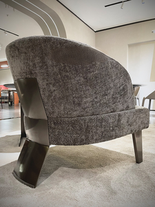 Fauteuil en tissu de lin de luxe, chaise de loisirs contemporaine rembourrée avec structure en acier inoxydable pour la maison et l'hôtel - Product Image 5
