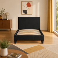 Lit Moderne en Bois Simple ou Double en Cuir avec Plateforme Simple, Vente en Gros Usine, Prix Abordable, Personnalisable
