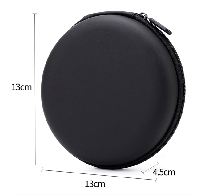 Custom Logo EVA Bluetooth Earbuds Case Round Zip Pouch Portable Headphone Storage Bag USB Cable Organizer Box 13/13/4.5cm