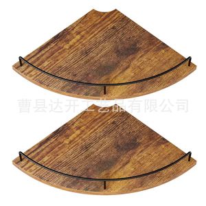Fan Shaped Solid Wood <b>Storage</b> <b>Rack</b> Wall Mounted With Guardrail <b>Kitchen</b> Spice <b>Rack</b> For Corner <b>Storage</b> Durable Multipurpose - Product Image 4