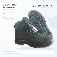 Bottes de sécurité en cuir nubuck CE S1P SR avec embout en acier, anti-perforation, antistatiques, semelle extérieure en PU TPU, testées pour les substances restreintes