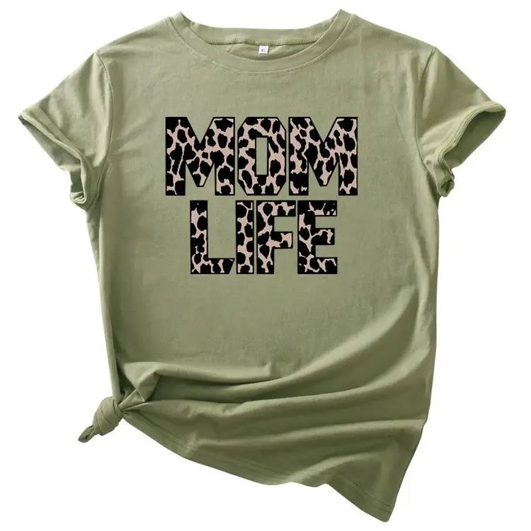 Mom Life Leoparden muster Frauen Sommer T-Shirts Grafik T-Shirts Weibliche Kurzarm Rundhals ausschnitt Ästhetische Vintage T-Shirts Tops