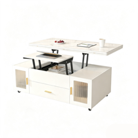 Table basse multifonctionnelle convertible en table à manger, pliable, mobile, tout-en-un, avec structure en bois massif, meubles de salon
