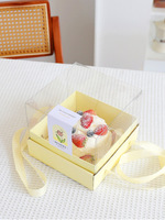 Boîte à gâteau en papier avec poignée en ruban jaune clair de 4/6 pouces, couvercle transparent en PVC, boîte à cadeaux pour fête d'anniversaire, boîte à pâtisserie, boîte à cupcakes