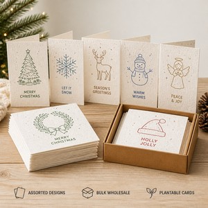 Carte de Noël musicale Plantable avec notes et portées musicales – Carte en papier grainé pour la vente en gros - Product Image 4