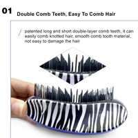 Peigne de massage à sec ou humide de galvanoplastie portable de type mangue personnalisé pour enlever les nœuds et les nœuds brosse à cheveux démêlante