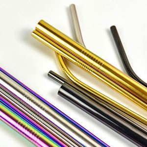 215mm 265mm 304 Stainless Steel <b>Straws</b> Colorful <b>Metal</b> <b>Straws</b> Reusable Drinking <b>Straws</b> Straight Pipe Round Pipe - Product Image 3