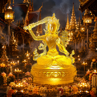 Statue de Bodhisattva Manjushri en cristal Liuli faite à la main, sculpture bouddhiste de la sagesse portant un épée, 18,5 cm, pour temple et autel domestique