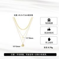 Dropshipping kalung tulang ular kualitas tinggi perhiasan 925 perak murni liontin melingkar silang 3 lapis kalung untuk wanita