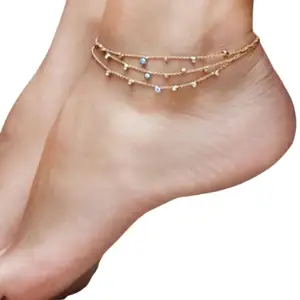 custom with bead eye dots feet ankle chain for foot jewelry