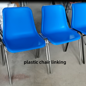 Silla de oficina apilable de plástico con estructura metálica ergonómica y colorida, con gancho, para sala de conferencias, reuniones, aeropuerto, venta al por mayor - Product Image 2