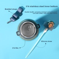 Botol Air Vakum Isolasi Stainless Steel 316 Portabel 600ml/800ml dengan Pegangan Tangan dan Tali Bahu yang Dapat Disesuaikan untuk Aktivitas Luar Ruangan