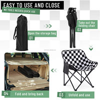 Chaise pliante Oxford simple et luxueuse à dossier bas, pour le camping en plein air, les pique-niques, les barbecues, portable, confortable et durable