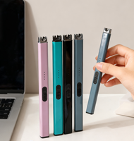 Allume-cigare électrique rechargeable à arc avec lumière LED, résistant au vent, sans flamme, pour barbecue, cheminée, cuisinière à gaz