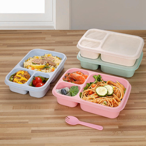 Boîte à lunch pour étudiants à trois compartiments, adaptée au micro-ondes et aux voyages en plein air, idéale pour le stockage des repas en cantine. - Product Image 3