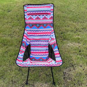 Outdoor Portable Folding <b>Backrest</b> Camping Fishing Chair Moon Chair Aluminum Alloy Colorful Ethnic Style Beach Chair - Product Image 1