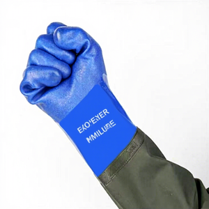 Водонепроницаемые прочные защитные рабочие перчатки для мужчин и женщин, нескользящие, синие, с ПВХ-покрытием, толщина 75 см, гибкие - Product Image 1