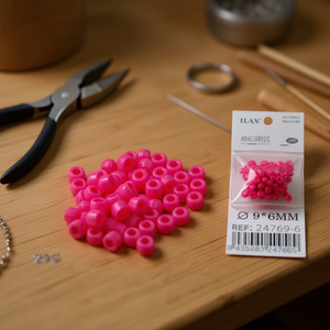 Ilan Abalorios Perline a Forma di Barilotto 9x6mm Rosa 20g per Lavori Artigianali - Product Image 3