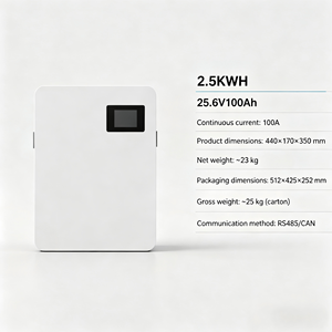 แบตเตอรี่เก็บ LiFePO4สำหรับอุตสาหกรรม100Ah 25.6V 2.5kWh พร้อม100A BMS CE - Product Image 1