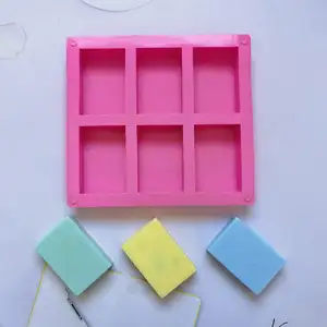 进入diy矩形形状6孔肥皂模具硅胶模具蛋糕制作布丁制作硅胶树脂模具