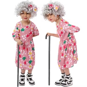 2024 carnaval 100th Día <span class=keywords><strong>de</strong></span> la escuela abuela <span class=keywords><strong>disfraz</strong></span> Cosplay anciana vestido peluca bastón conjunto Halloween fiesta disfraces para niños - Product Image 1