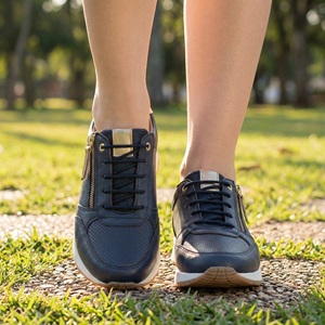 <span class=keywords><strong>Sneakers</strong></span> da <span class=keywords><strong>Donna</strong></span> Blu Navy Retrò con Suola Chunky e Cerniera Laterale, Vendita all'Ingrosso - Product Image 6