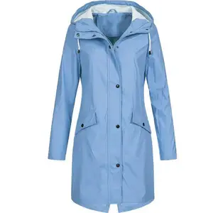 Womens Waterproof Raincoat Ladies Outdoor Rain Wind Forest Jacket Coat Plus Size