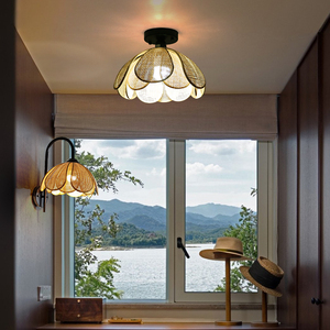 <strong>Wicker</strong> Chandelier Hand-Woven Rattan <strong>Wicker</strong> <strong>Light</strong> Natural Bamboo <strong>Wall</strong> <strong>Light</strong> for Living Dining Room Farmhouse - Product Image 6