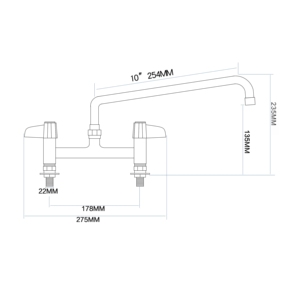 ก๊อกน้ำสองรู ก๊อกน้ำอ่างล้างจานเชิงพาณิชย์ ตัวก๊อกทำจากทองเหลือง ชุบโครเมียม ควบคุมด้วยมือ พร้อมก๊อกผสมแบบสองมือจับ - Product Image 2