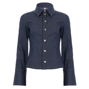 Top de Punto Desestructurado - Camisa Casual de Mujer con Tejido Acanalado Suave, Costuras Asimétricas, Botones al Frente, Corte Regular, Blusa Elegante Antiarrugas - Product Image 6