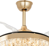 La mejor calidad 42 '/48' Luces LED simples para el hogar cristal Invisible 4 cuchillas oro retráctil colgante Control remoto sala de estar