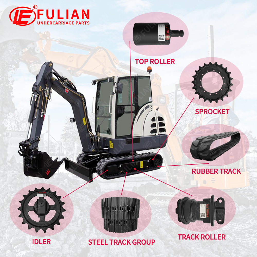 Mini bagger Fahrwerks teile Stahls chien gruppe Leerlauf oberteil rolle Gummiketten-Kettenrad Untere Rolle FÜR Terex TC HR-Serie