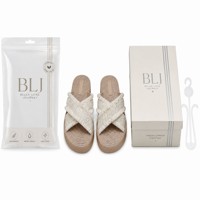 Sandales tongs pour femmes, personnalisées OEM, antidérapantes en EVA, en tweed à volants, à enfiler, texturées effilochées, confortables et épaisses