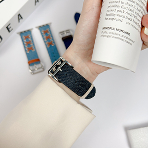 Denim Leather Strap for Apple Watch Band Series 8 7 6 SE Replacement Bracelet Ultra 49 41 45mm Luxury Band 38 42mm Correa IWatch - Product Image 5