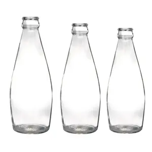 Usine produisant une bouteille en verre transparent de 290ml, bouteille de boisson de jus de graines de basilic de haute qualité