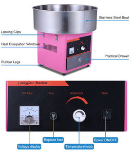 Machine à Barbe à Papa Commerciale <span class=keywords><strong>avec</strong></span> Couvercle, Machine à Barbe à Papa Électrique <span class=keywords><strong>avec</strong></span> Bol en Acier Inoxydable, Cuillère à Sucre et Tiroir de Rangement - Product Image 4