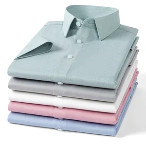 <strong>Linen</strong> Cotton Summer Short Sleeve <strong>Shirts</strong> for <strong>Men</strong> Slim Fit Formal Anti-wrinkle White Clothes - Product Image 2