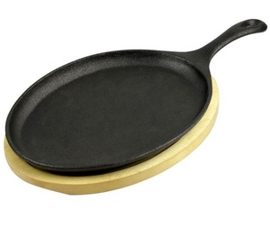 <span class=keywords><strong>Plaque</strong></span> ovale <span class=keywords><strong>en</strong></span> <span class=keywords><strong>fonte</strong></span> avec base <span class=keywords><strong>en</strong></span> bois <span class=keywords><strong>pour</strong></span> cuisson de steak de <span class=keywords><strong>barbecue</strong></span> casseroles à rôtir chaudes <span class=keywords><strong>en</strong></span> métal - Product Image 3