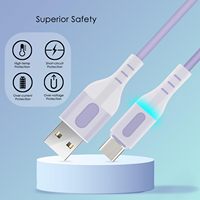 Kabel pengisi daya USB LED Bio ramah kulit, kabel pengisian daya USB a ke C 66W 6A ultra-tahan lama, kabel pengisian daya Cepat 1M untuk perangkat Android