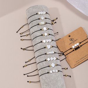 2pcs dung nham đá mẹ của ngọc trai hạt bện Vòng đeo tay thiết lập trái tim sao hình <span class=keywords><strong>trochus</strong></span> vỏ đính cườm vài Vòng đeo tay - Product Image 4