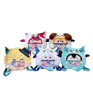 Sac à dos bandoulière double usage pour filles, style japonais, best-seller, inspiré de l'anime, avec poupée en peluche de dessin animé et sac transparent à motifs. - Product Image 1