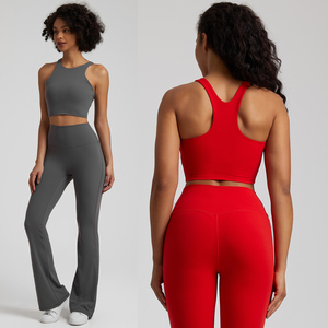 SHINBENE-<span class=keywords><strong>Sujetador</strong></span> básico de Super Cloud para mujer, pantalones largos acampanados, chándal, conjunto de Yoga, trajes, 2 uds. - Product Image 5