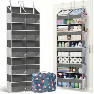 Organisateur suspendu à double colonne pour porte, 10 compartiments, gris, rangement suspendu pour chambre, salle de bain, chambre d'enfant - Product Image 1