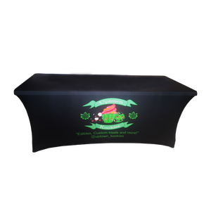 Custom Logo 6FT Elastic Printed <strong>Polyester</strong> <strong>Table</strong> Cover Portable Stretch Spandex <strong>Throw</strong> for Advertising Weddings Exhibitions - Product Image 5