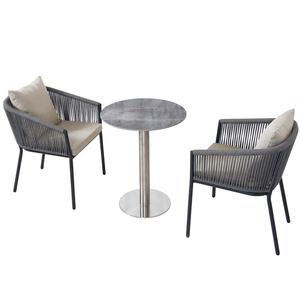 Giá Rẻ Hiện Đại Màu Xám Vườn 3 Mảnh Quán Cà Phê Ăn Đặt Đồ Nội Thất Ngoài Trời Patio Bistro Nhôm Bàn Cà Phê Và 2 Chỗ Ngồi Ghế - Product Image 5