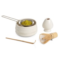 Ensemble de fouet Matcha Fouet à Matcha Bol traditionnel à Matcha Porte-fouet en céramique et tamis en acier inoxydable