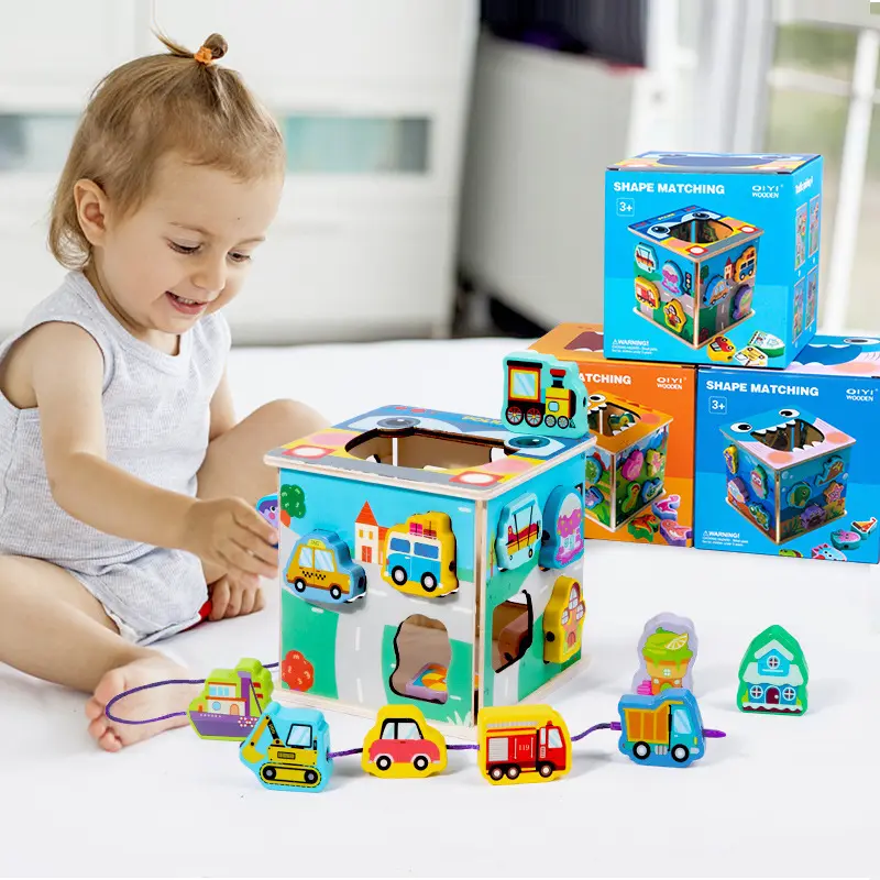 Attività multifunzionali per bambini educazione precoce giocattoli in legno a forma di animale abbinamento blocchi scatola giocattoli