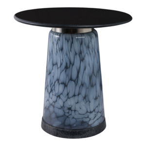 Tavolino lucido con piano in marmo e base decorata per camera da letto o soggiorno - Product Image 3