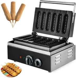 Rvs 6 steekt elektrische hot dog muffin maker/hot dog wafel/wafel stok maker