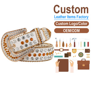 Cinturón de Cuero PU con Diamantes de Imitación, Estilo Punk, Vaquero Occidental, Estilo Americano, para Mujer - Product Image 1